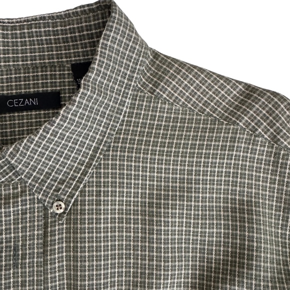 CEZANI Men's XL Green & Tan Plaid Long Sleeve Button-Down Shirt - Picture 2 of 4